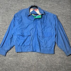Vintage Kensington Collection Blue Cotton Bomber Jacket Plaid Lined Mens‎ XL 90s